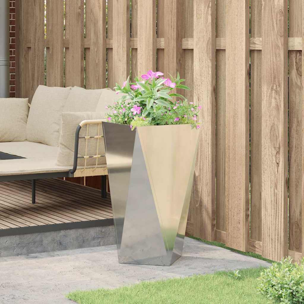 vidaXL Γλάστρα Ασημί 40 x 40 x 75 cm Επικαλυμμένος Χάλυβας