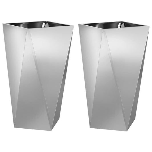 vidaXL Γλάστρα 2 pcs Ασημί 40 x 40 x 75 cm Επικαλυμμένος Χάλυβας
