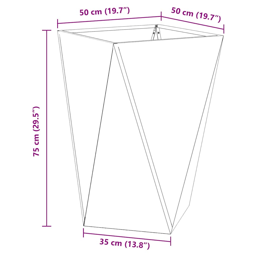 vidaXL Γλάστρα Μαύρο 50 x 50 x 75 cm Ατσάλι