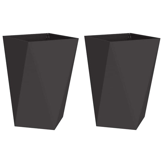 vidaXL Γλάστρα 2 pcs Μαύρο 50 x 50 x 75 cm Ατσάλι