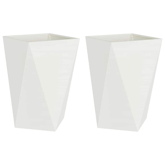 vidaXL Γλάστρα 2 pcs Λευκό 50 x 50 x 75 cm Ατσάλι