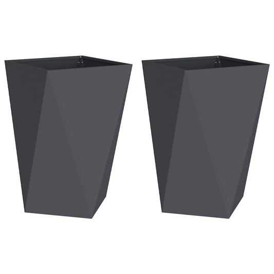 vidaXL Γλάστρα 2 pcs Ανθρακί 50 x 50 x 75 cm Ατσάλι