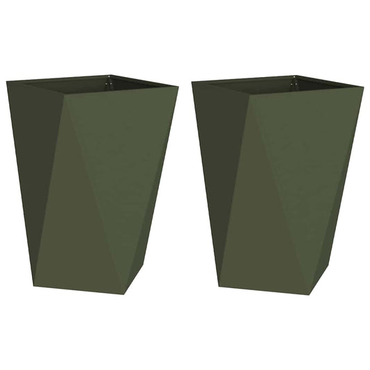 vidaXL Γλάστρα 2 pcs Ελιά Πράσινη 50 x 50 x 75 cm Ατσάλι