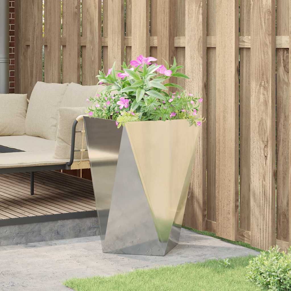 vidaXL Γλάστρα Ασημί 50 x 50 x 75 cm Επικαλυμμένος Χάλυβας