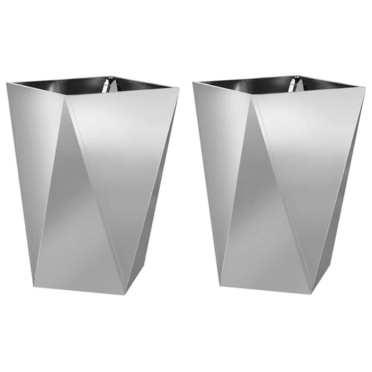 vidaXL Γλάστρα 2 pcs Ασημί 50 x 50 x 75 cm Επικαλυμμένος Χάλυβας