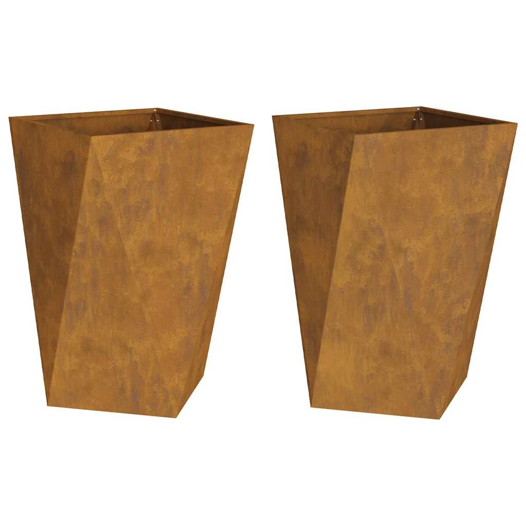 vidaXL Γλάστρα 2 pcs Σκ rusty 50 x 50 x 75 cm