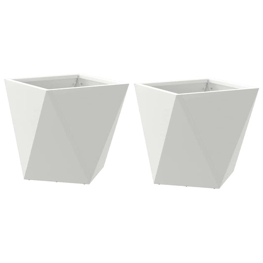 vidaXL Γλάστρα 2 pcs Λευκό 30 x 30 x 30 cm Ατσάλι