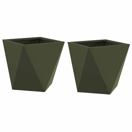 vidaXL Γλάστρα 2 pcs Ελιά Πράσινη 30 x 30 x 30 cm Ατσάλι