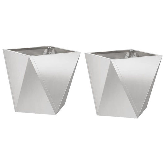 vidaXL Γλάστρα 2 τμχ. Ασημί 30 x 30 x 30 cm Ανοξείδωτο ατσάλι
