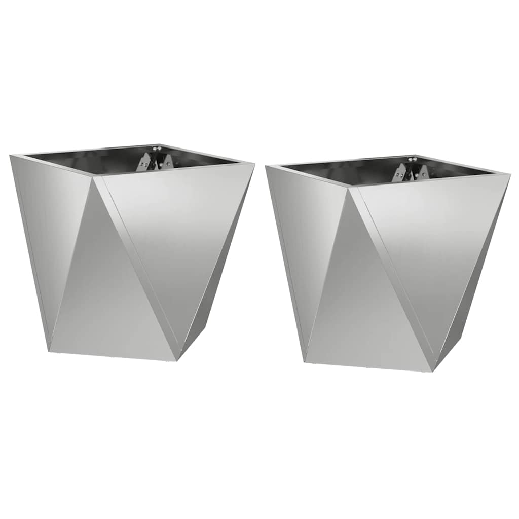 vidaXL Γλάστρα 2 pcs Ασημί 30 x 30 x 30 cm Επικαλυμμένος Χάλυβας