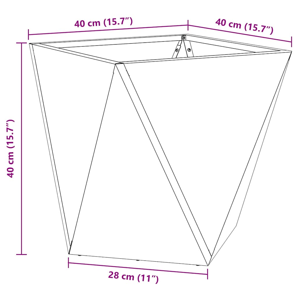 vidaXL Γλάστρα Μαύρο 40 x 40 x 40 cm Ατσάλι