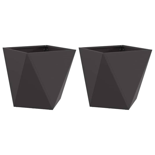 vidaXL Γλάστρα 2 pcs Μαύρο 40 x 40 x 40 cm Ατσάλι