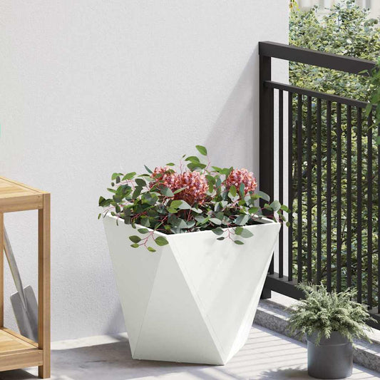 vidaXL Γλάστρα Λευκό 40 x 40 x 40 cm Ατσάλι