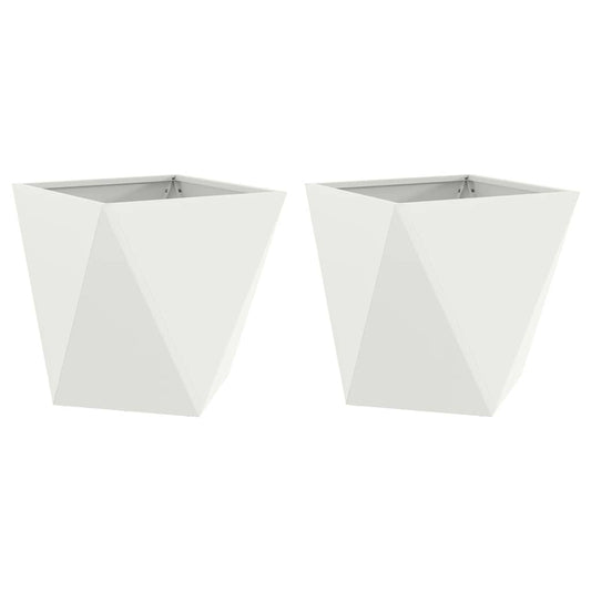 vidaXL Γλάστρα 2 pcs Λευκό 40 x 40 x 40 cm Ατσάλι