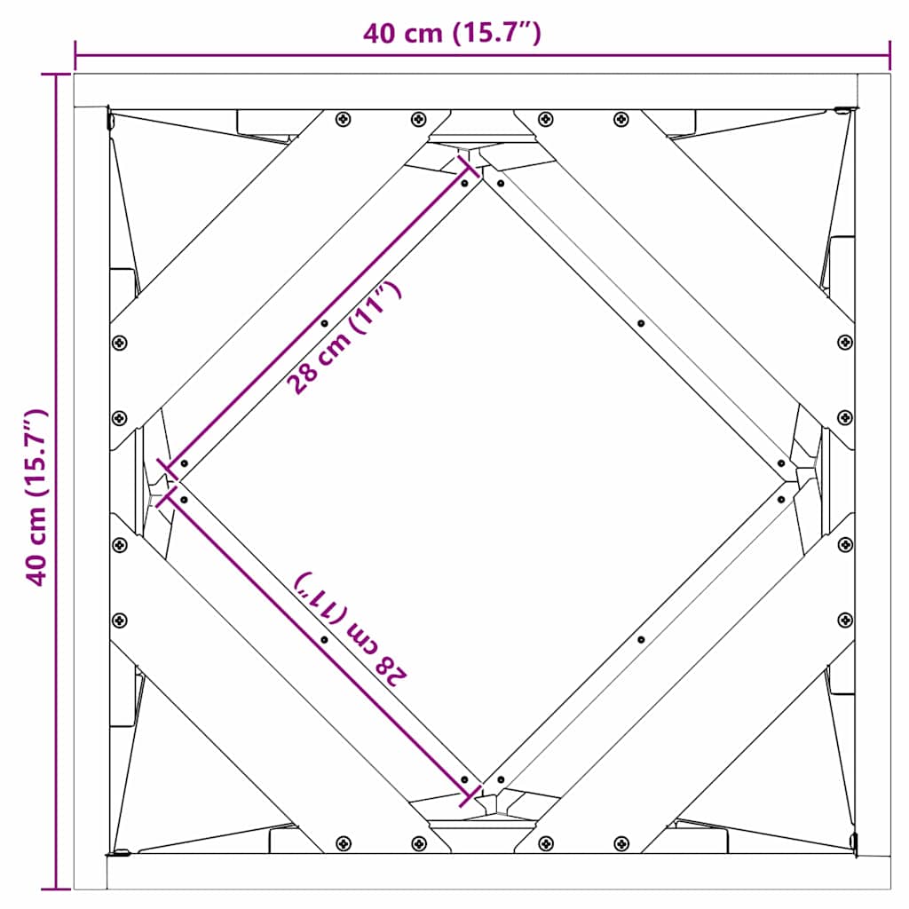 vidaXL Γλάστρα Ελιά Πράσινη 40 x 40 x 40 cm Ατσάλι