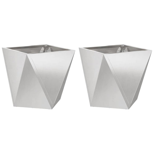 vidaXL Γλάστρα 2 pcs Ασημί 40 x 40 x 40 cm Ανοξείδωτο ατσάλι