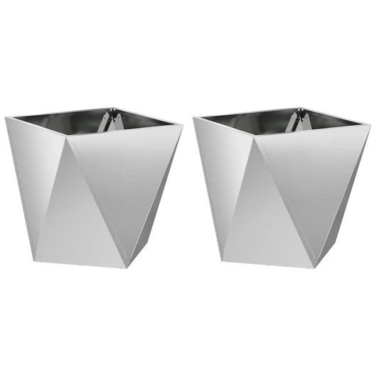 vidaXL Γλάστρα 2 pcs Ασημί 40 x 40 x 40 cm Επικαλυμμένος Χάλυβας