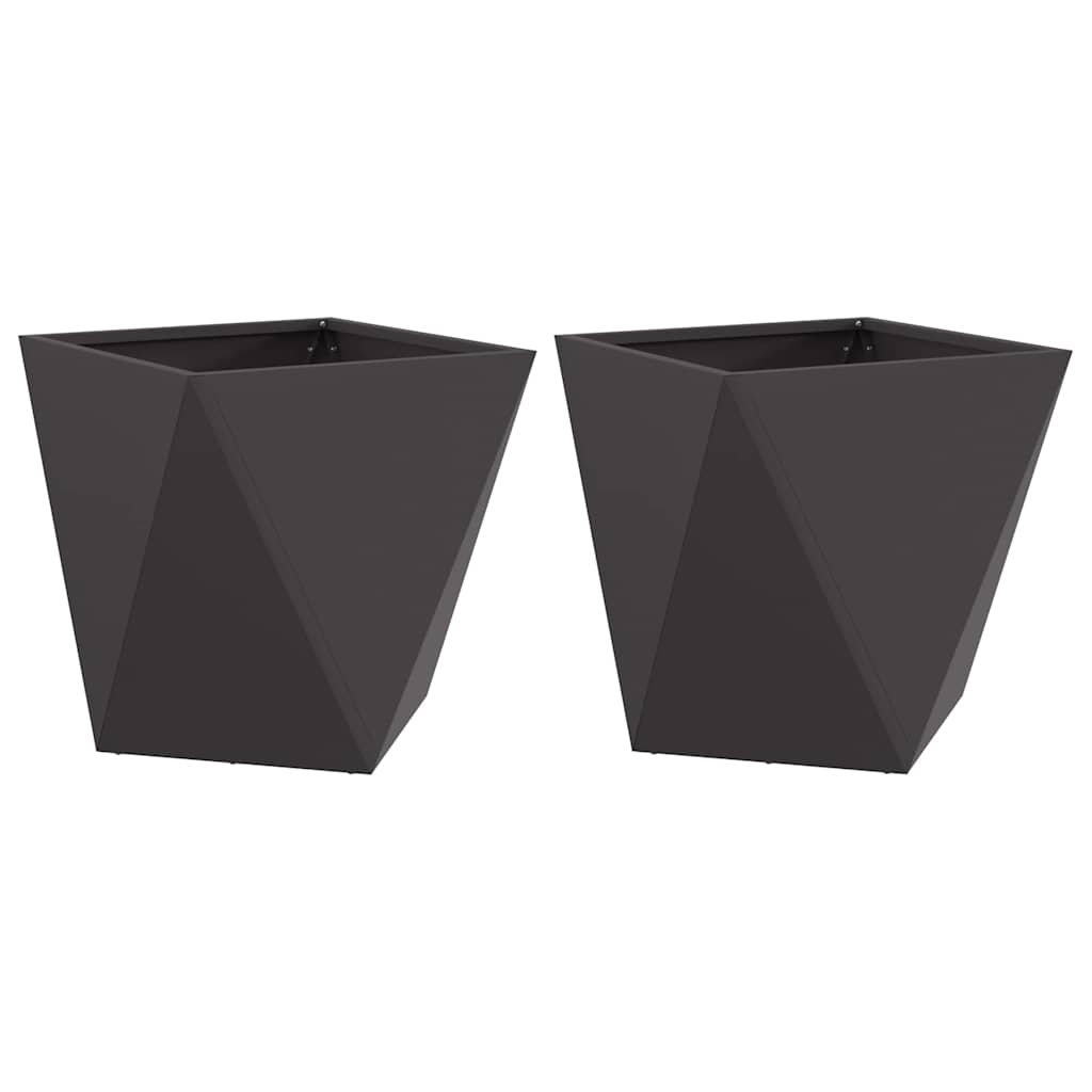 vidaXL Γλάστρα 2 pcs Μαύρο 50 x 50 x 50 cm Ατσάλι