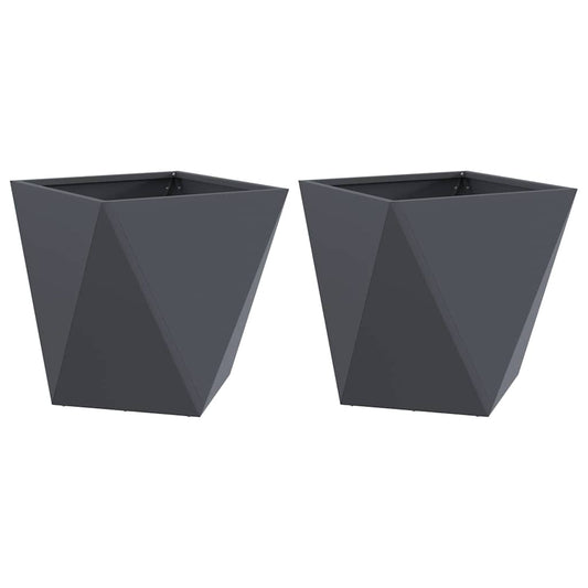vidaXL Γλάστρα 2 pcs Ανθρακί 50 x 50 x 50 cm Ατσάλι