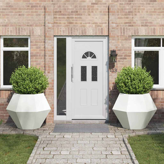 vidaXL Γλάστρα 2 pcs Λευκό 100 x 100 x 80 εκ Ατσάλι