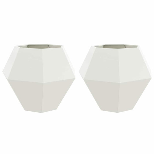 vidaXL Γλάστρα 2 pcs Λευκό 100 x 100 x 80 εκ Ατσάλι