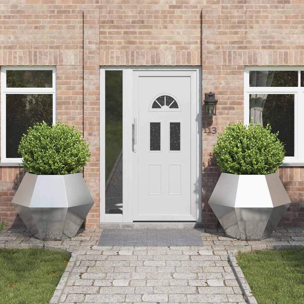 vidaXL Γλάστρα 2 pcs Ασημί 100 x 100 x 80 εκ Ανοξείδωτο ατσάλι