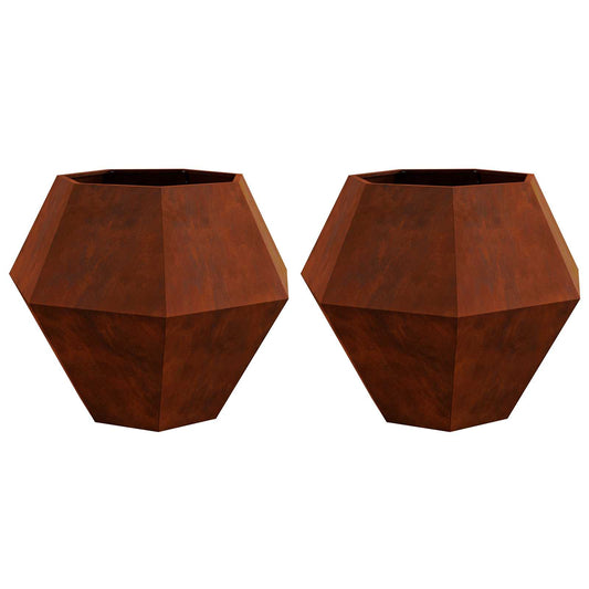 vidaXL Γλάστρα 2 pcs Σκ rusty 100 x 100 x 80 εκ