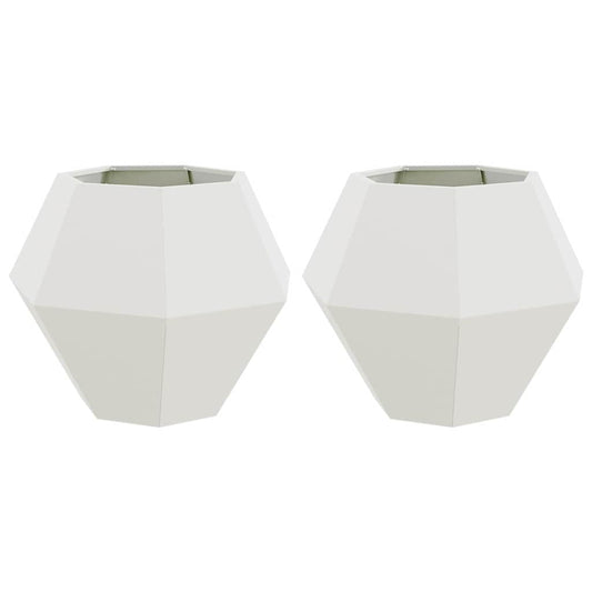 vidaXL Γλάστρα 2 pcs Λευκό 75 x 75 x 60 εκ Ατσάλι