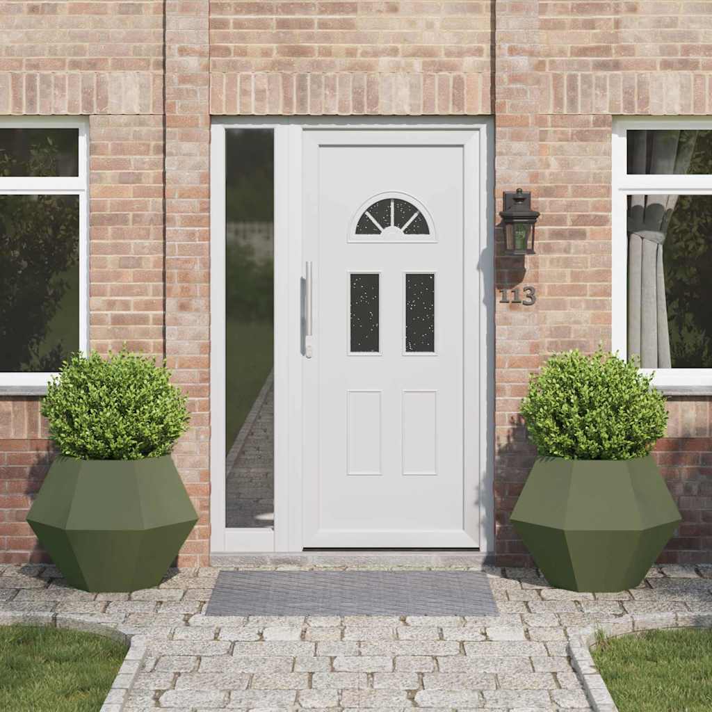 vidaXL Γλάστρα 2 pcs Ελιά Πράσινη 75 x 75 x 60 εκ Ατσάλι