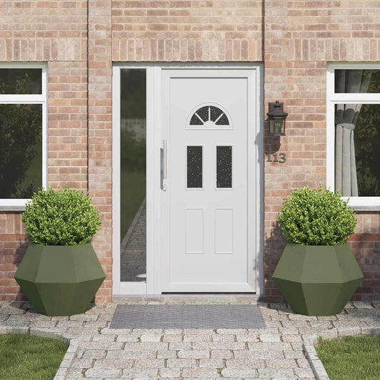 vidaXL Γλάστρα 2 pcs Ελιά Πράσινη 75 x 75 x 60 εκ Ατσάλι