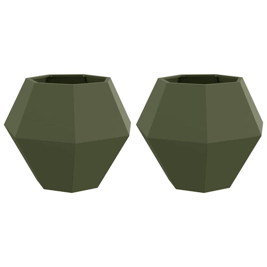 vidaXL Γλάστρα 2 pcs Ελιά Πράσινη 75 x 75 x 60 εκ Ατσάλι