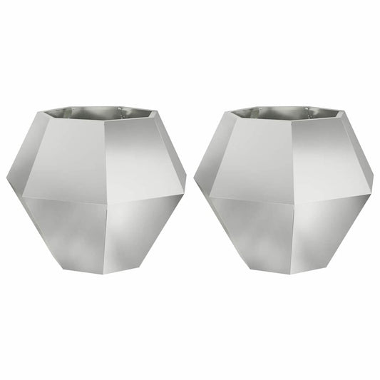 vidaXL Γλάστρα 2 pcs Ασημί 75 x 75 x 60 εκ Επικαλυμμένος Χάλυβας