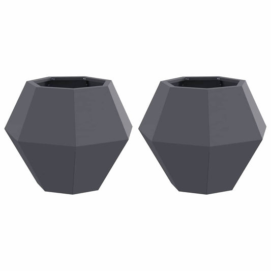 vidaXL Γλάστρα 2 pcs Ανθρακί 50 x 50 x 40 cm Ατσάλι