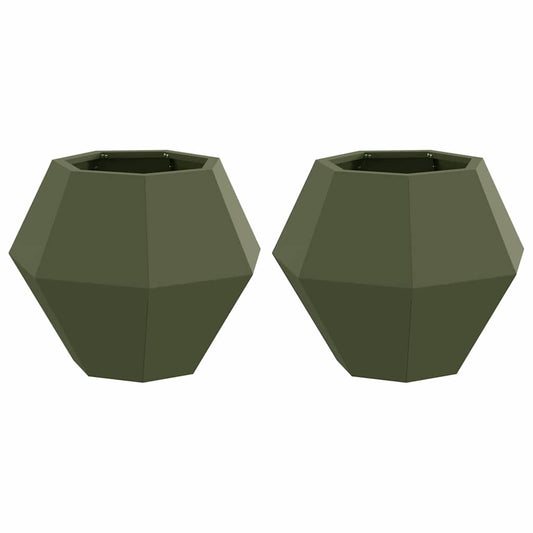 vidaXL Γλάστρα 2 pcs Ελιά Πράσινη 50 x 50 x 40 cm Ατσάλι