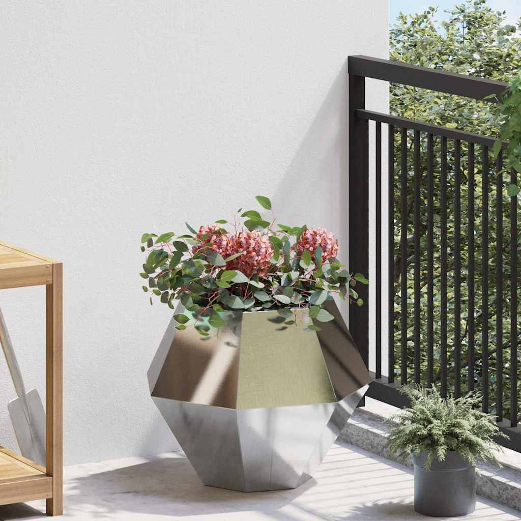 vidaXL Γλάστρα Ασημί 50 x 50 x 40 cm Ανοξείδωτο ατσάλι