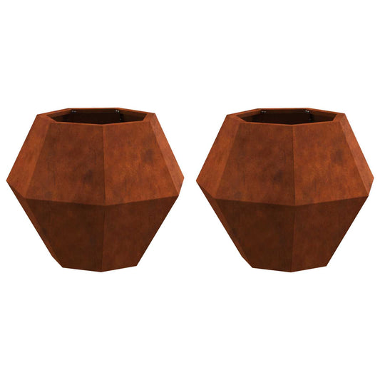 vidaXL Γλάστρα 2 pcs Σκ rusty 50 x 50 x 40 cm