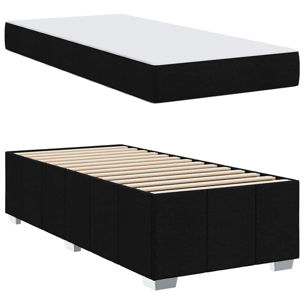 vidaXL Σκελετός Κρεβατιού με στρώμα Μαύρο 90 x 190 cm ύφασμα