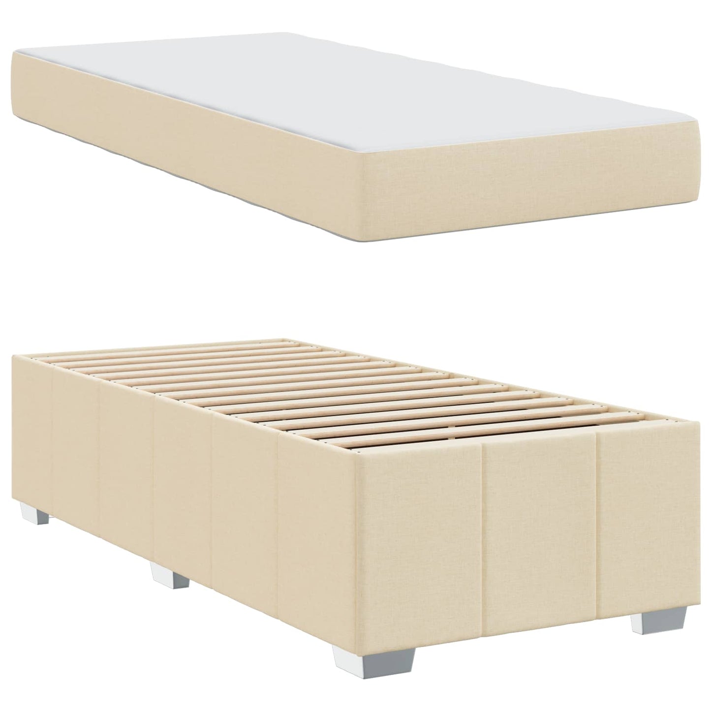 vidaXL Σκελετός Κρεβατιού με στρώμα Κρεμ 90 x 200 cm ύφασμα