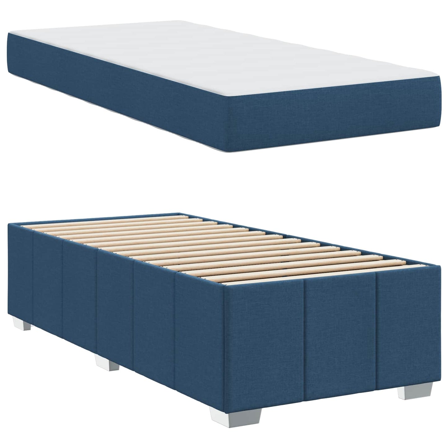 vidaXL Σκελετός Κρεβατιού με στρώμα Μπλε 90 x 200 cm ύφασμα