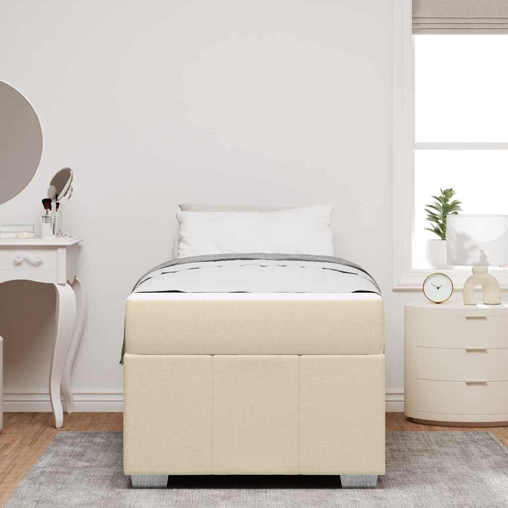 vidaXL Σκελετός Κρεβατιού με στρώμα Κρεμ 100 x 200 cm ύφασμα