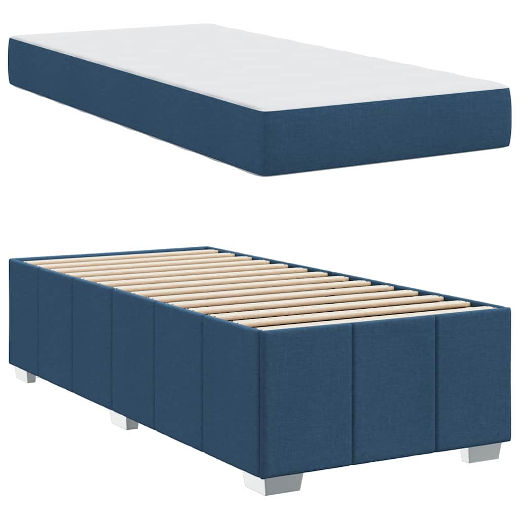 vidaXL Σκελετός Κρεβατιού με στρώμα Μπλε 100 x 200 cm ύφασμα