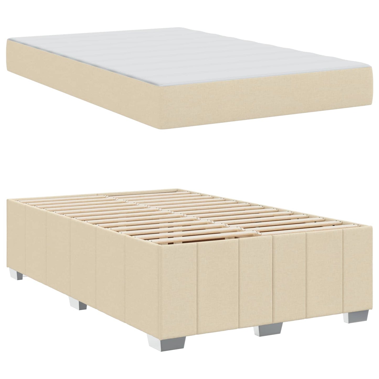vidaXL Σκελετός Κρεβατιού με στρώμα Κρεμ 120 x 200 cm ύφασμα