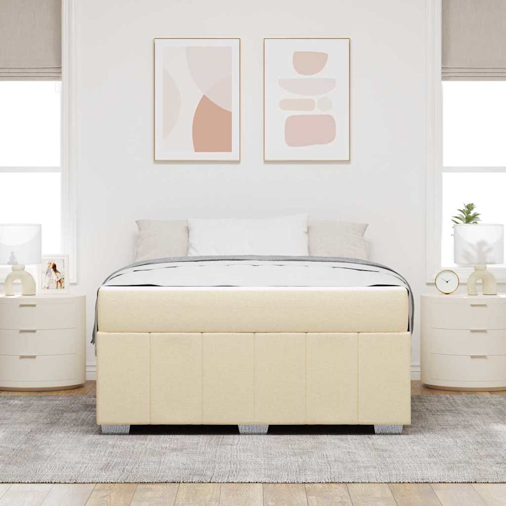 vidaXL Σκελετός Κρεβατιού με στρώμα Κρεμ 140 x 200 cm ύφασμα