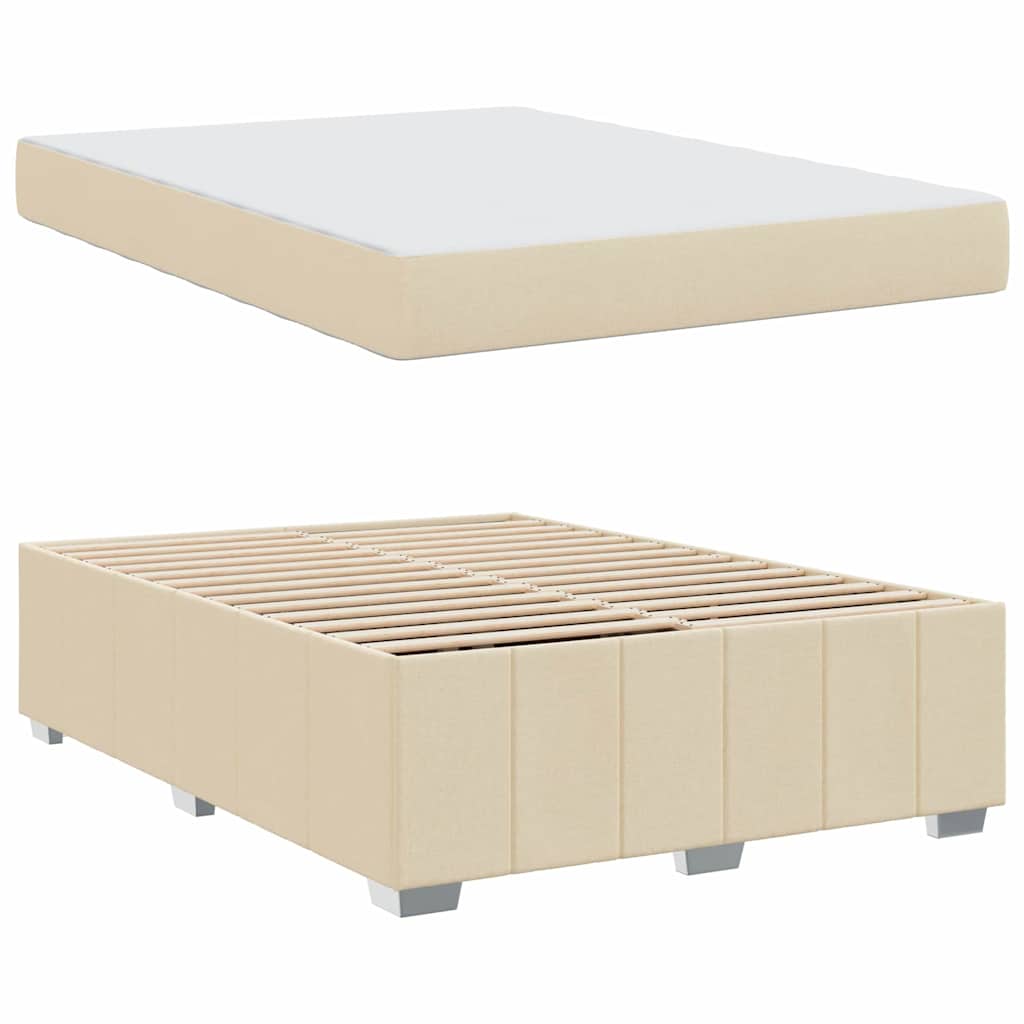 vidaXL Σκελετός Κρεβατιού με στρώμα Κρεμ 140 x 200 cm ύφασμα