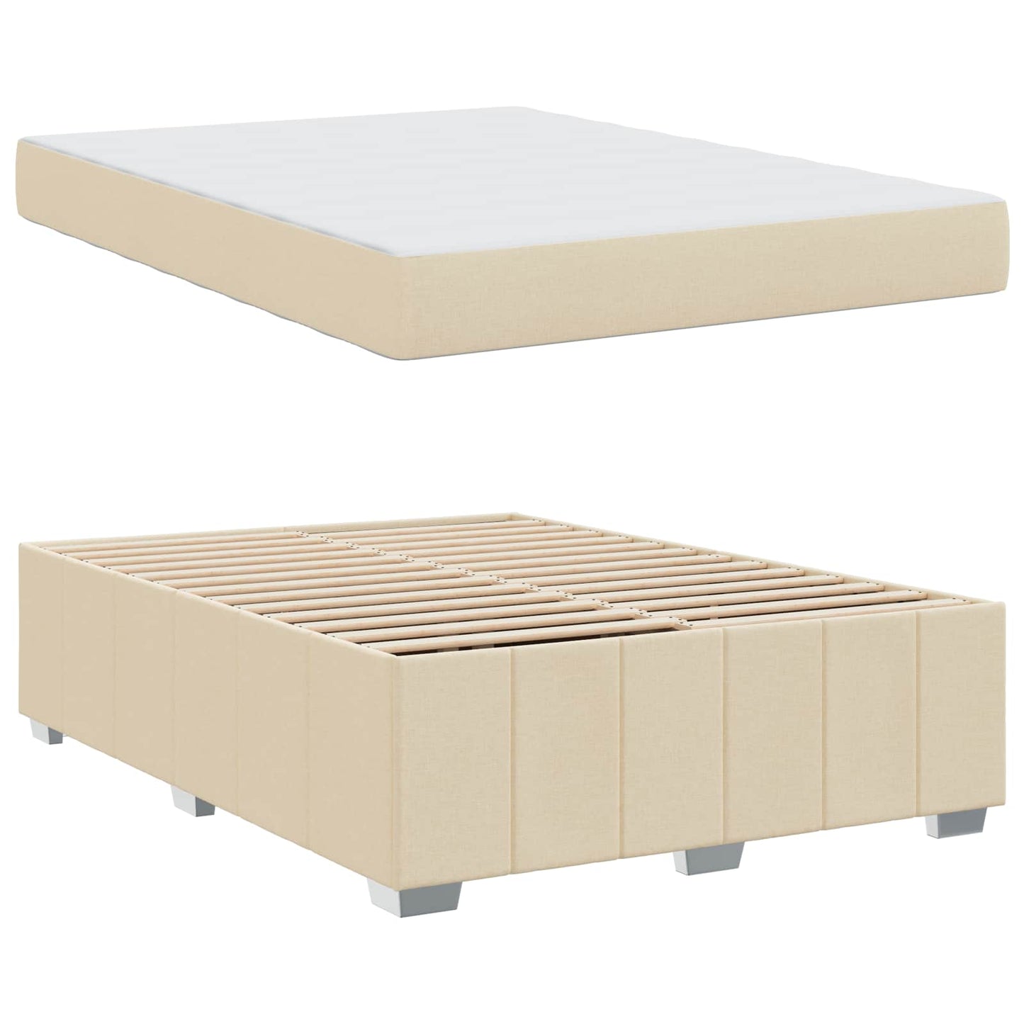 vidaXL Σκελετός Κρεβατιού με στρώμα Κρεμ 160 x 200 cm ύφασμα