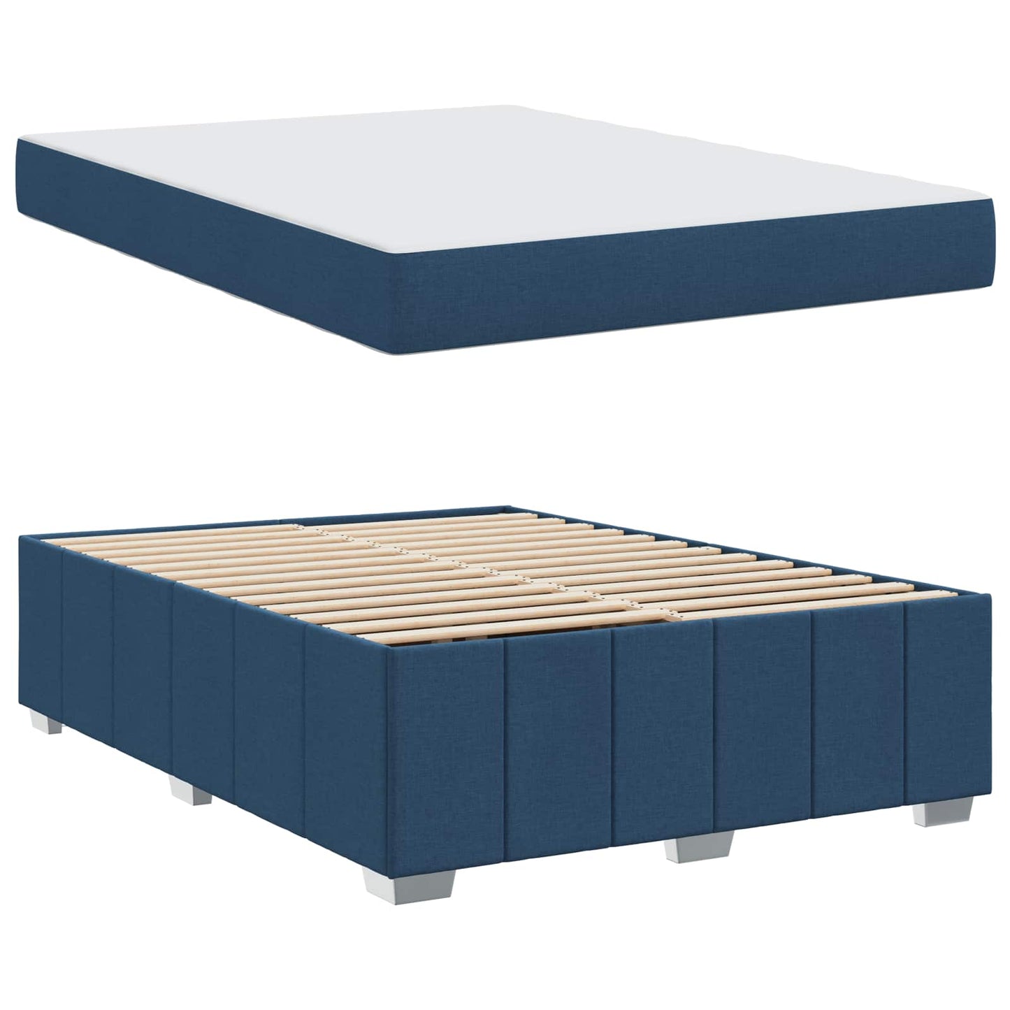 vidaXL Σκελετός Κρεβατιού με στρώμα Μπλε 160 x 200 cm ύφασμα