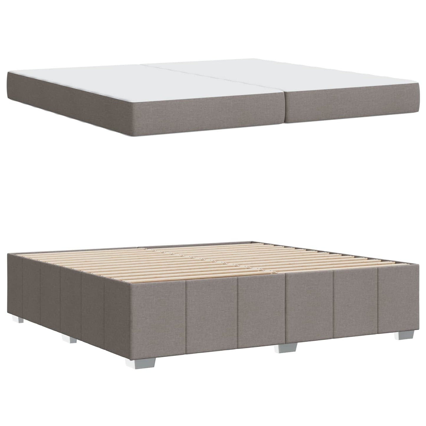 vidaXL Σκελετός Κρεβατιού με στρώμα Taupe 200 x 200 cm ύφασμα