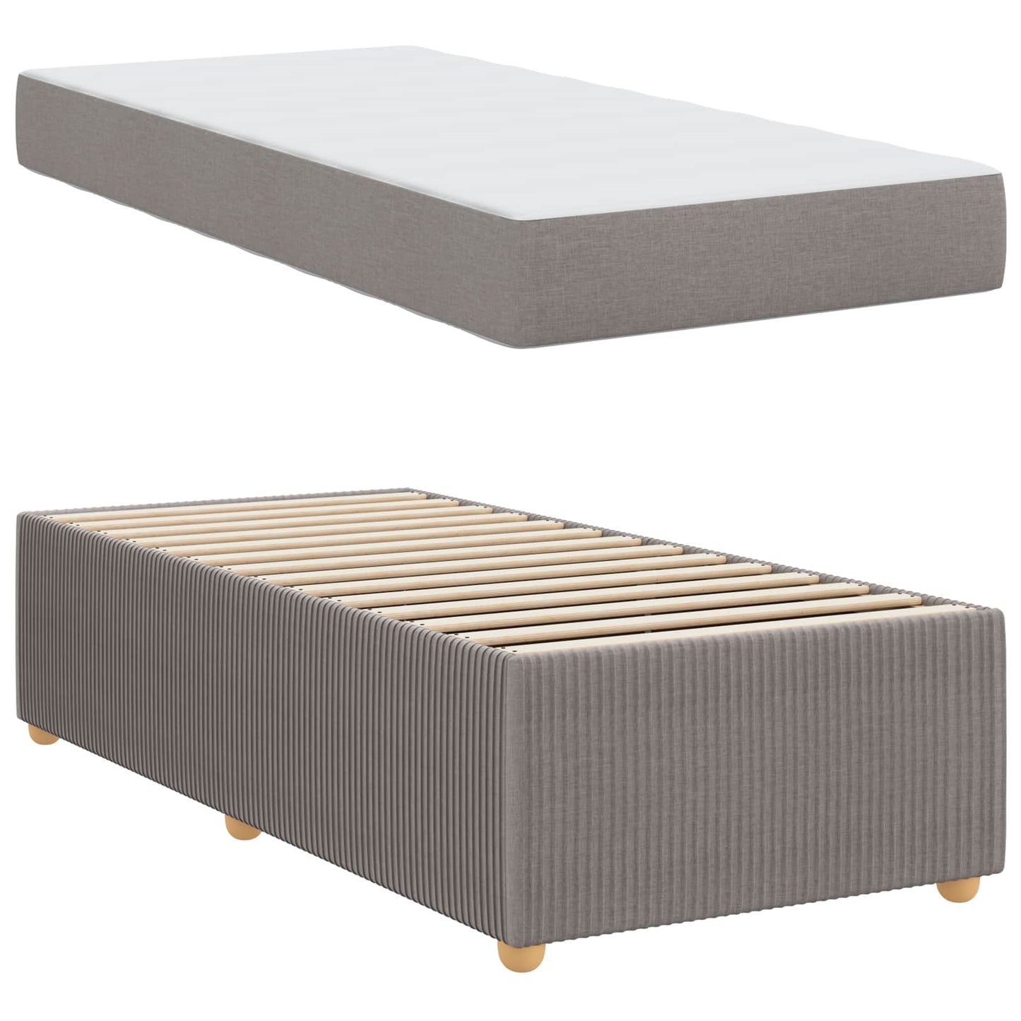 vidaXL Σκελετός Κρεβατιού με στρώμα Taupe 90 x 190 cm ύφασμα