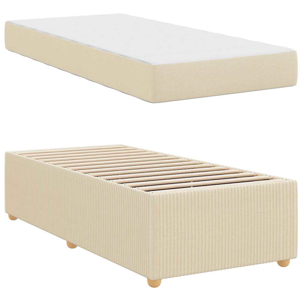 vidaXL Σκελετός Κρεβατιού με στρώμα Κρεμ 90 x 190 cm ύφασμα