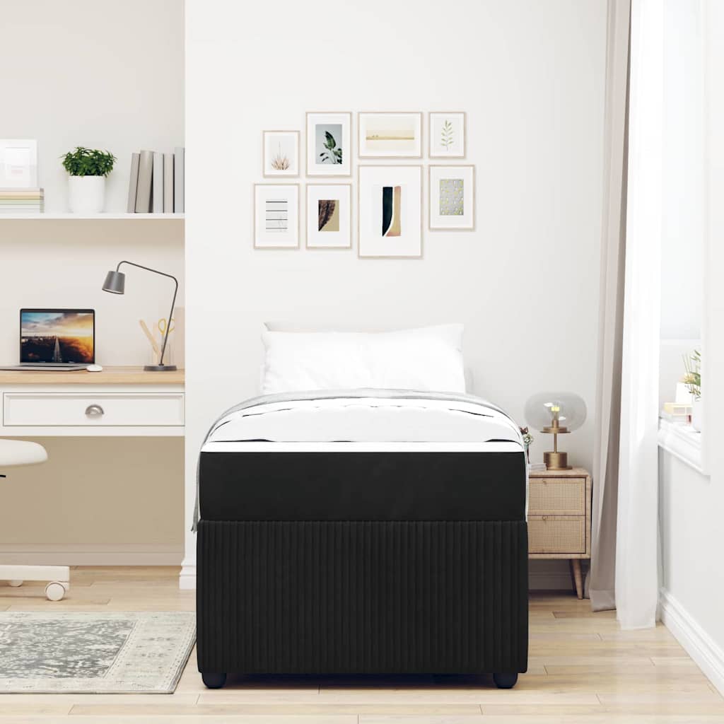 vidaXL Σκελετός κρεβατιού με στρώμα Μαύρο 90 x 190 cm Βελούδο